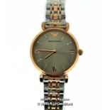 *Ladies' Emporio Armani AR1840 wristwtach, circular dial with Roman numerals and white stone set