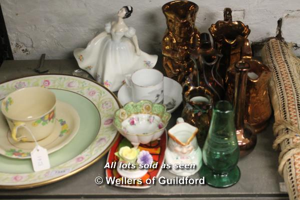 A 19th Century bat printed cup and saucer depicting a rural view; Royal Doulton Minden twin-handle