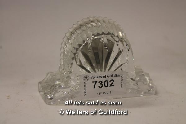 Waterford glass Napoleon hat style mantel clock, 6.5cm. - Image 2 of 2