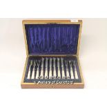 *A twelve piece set of silver and mother of pearl cutlery (Lot subject to VAT) (LQD98)