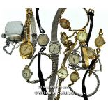 Selection of twelve ladies' vintage wristwatches, including Bulova, Rotary, Timex, together with a