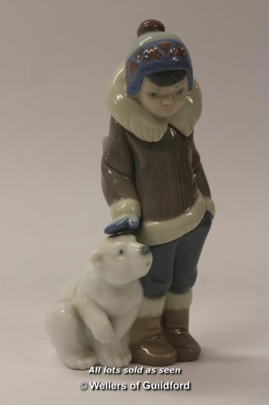 Lladro Inuit child with polar bear cub; three Lladro polar bear figure groups with adult and cubs ( - Image 7 of 8