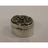 *Art Deco Design - 925 Sterling Silver & Stones Pill Box - Silver Hallmarked- (Lot Subject To