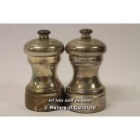 *A pair of silver salt and pepper grinders, 10cm.