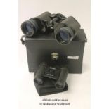 Miranda 8 x 40 binoculars, cased; Bauer 8 x 21 binoculars with soft case (2).