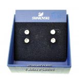 Two pairs of Swarovski crystal ear studs, in one box