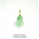 *Jade fish pendant set with a pearl and a yellow metal bail stamped 14ct (Lot subject to VAT)