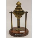 *Rare Brass Cambrian Paraffin Lamp On Wooden Stand, E. Thomas & Williams 275055- (Lot Subject To