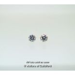 Pair of white cubic zirconia solitaire ear studs, mounted in 9ct yellow gold (non-gold butterflies)