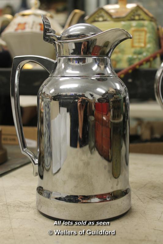 *Old print; small glass box; two German chromed coffee pots; plated coffee pot; two metal items. ( - Image 5 of 8