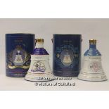 Bell's Scotch Whisky: Two full commemorative royal decanters in presentation boxes, The 90th