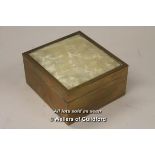 *A vintage brass and mother of pearl shell effect cigarette box (Lot subject to VAT) (LQD98)