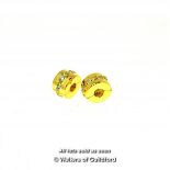 *Two Pandora yellow metal charm bracelet spacers set with white stones (Lot subject to VAT)