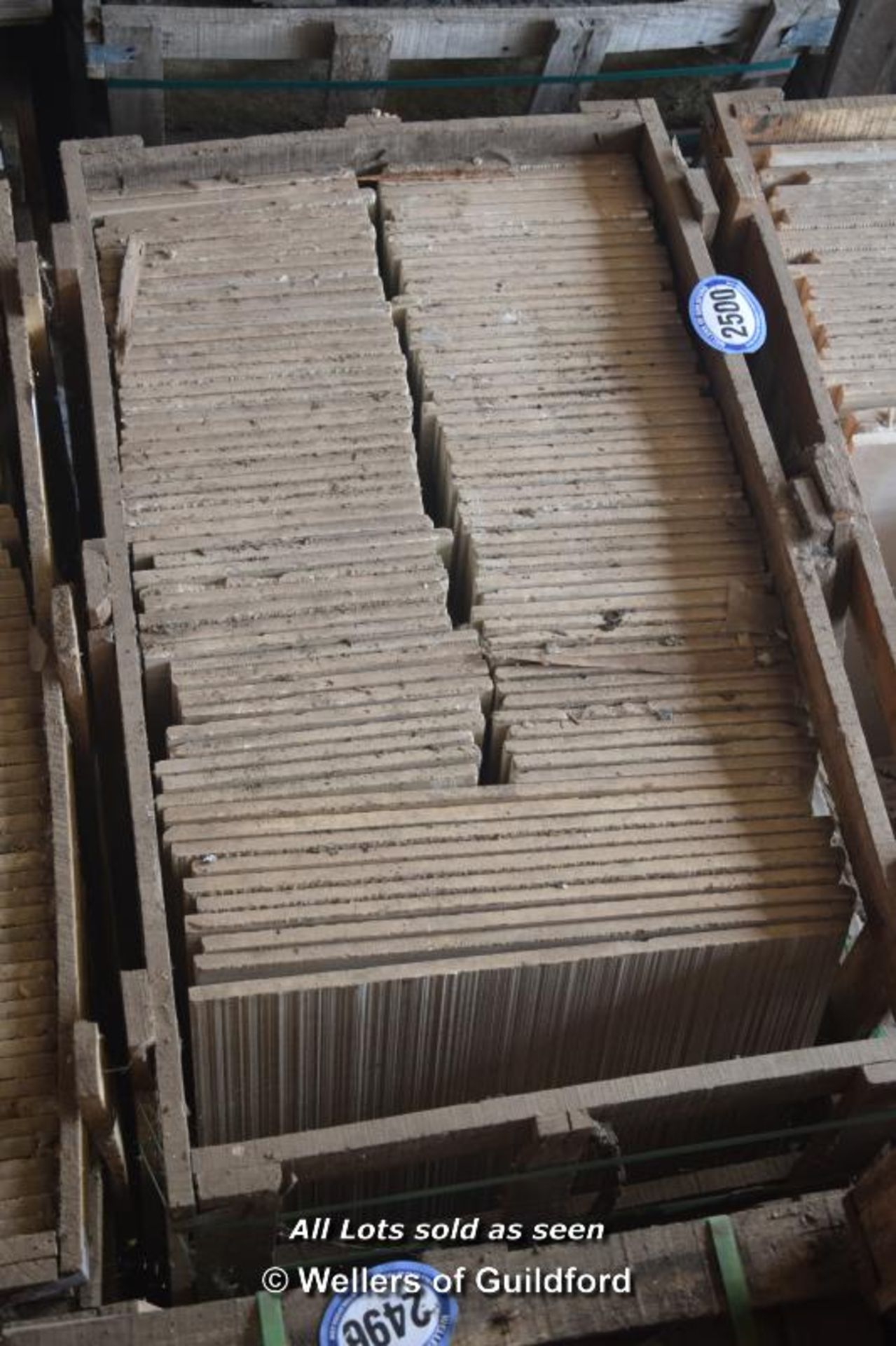 *CRATE CONTAINING A QUANTITY OF SAWN BUFF STONE TILES, MAINLY 600MM X 300MM X 20MM
