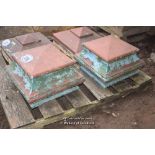 *PAIR OF DECORATIVE TERRACOTTA PIER CAPS, EACH 470MM X 470MM