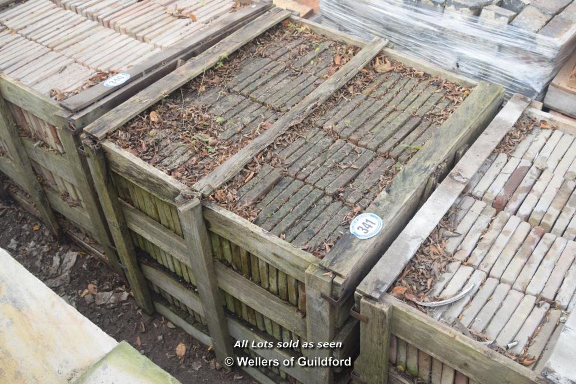 *CRATE CONTAINING APPROX THREE HUNDRED AND FIFTY ORANGE BUFF HAND MADE QUARRY TILES, EACH 250MM X