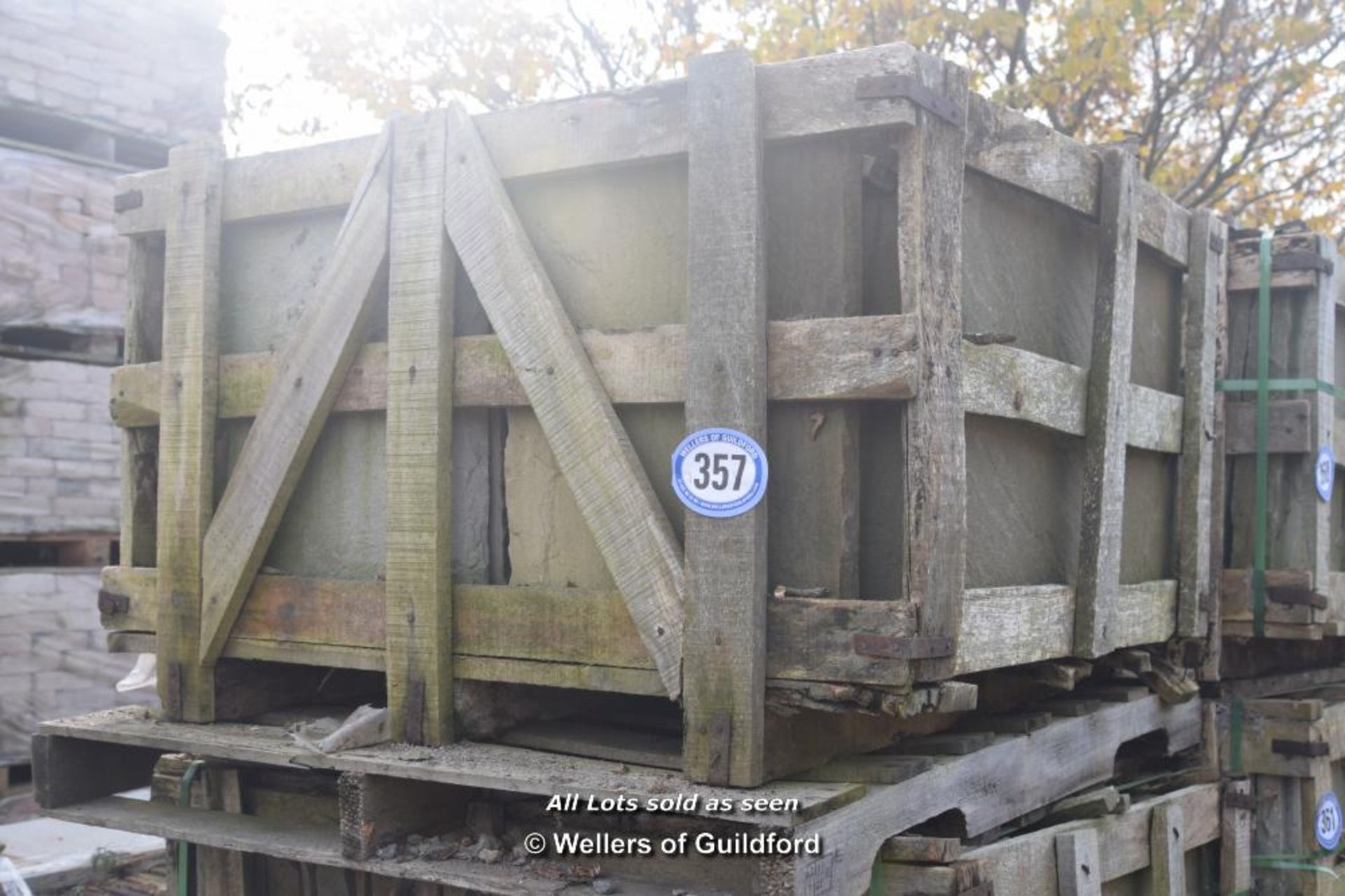 *CRATE CONTAINING APPROX TWELVE AND A HALF SQUARE METERS NATURAL SANDSTONE PAVING