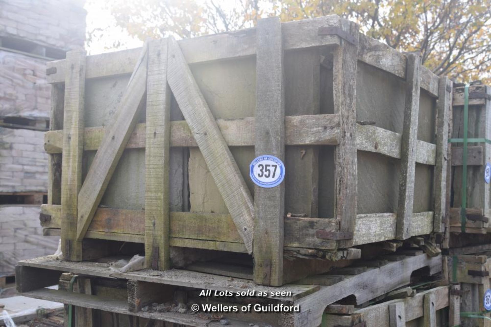 *CRATE CONTAINING APPROX TWELVE AND A HALF SQUARE METERS NATURAL SANDSTONE PAVING