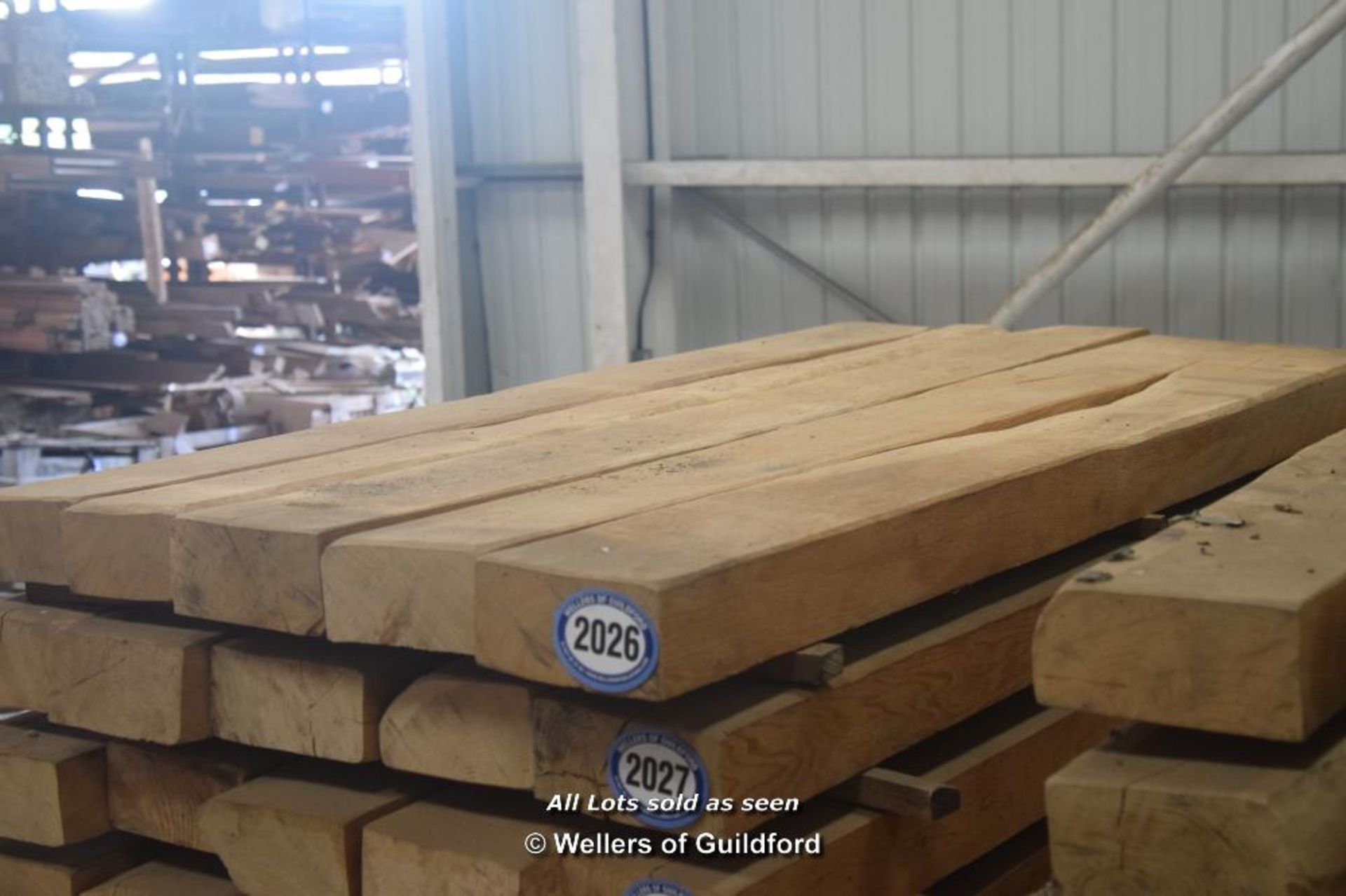 *FIVE SANDED OAK BEAMS, EACH APPROX SIZE 200MM X 100MM X 2000MM LONG