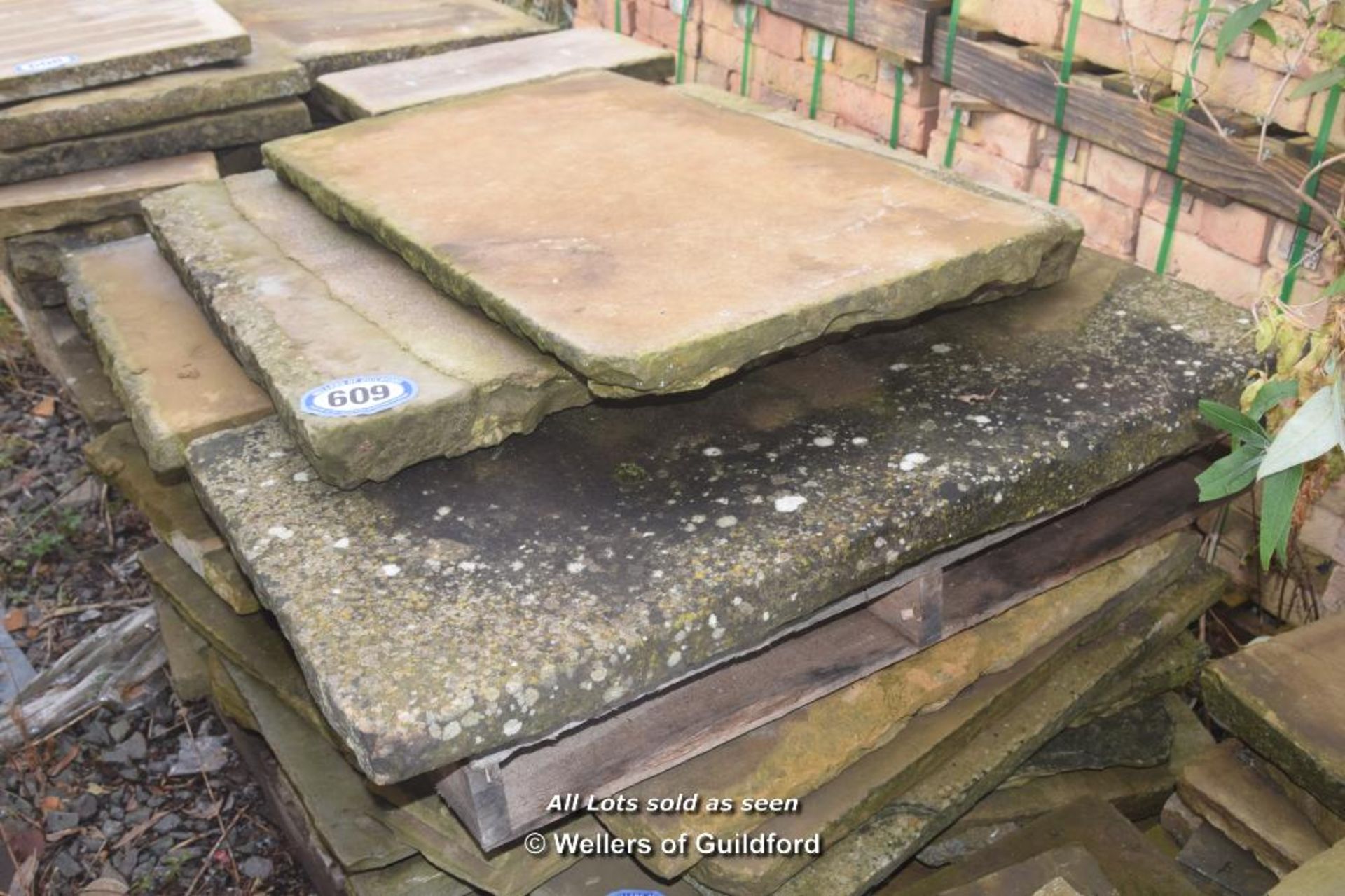 *PALLET OF APPROX FOUR SQUARE METERS OF RECLAIMED YORK STONE PAVING