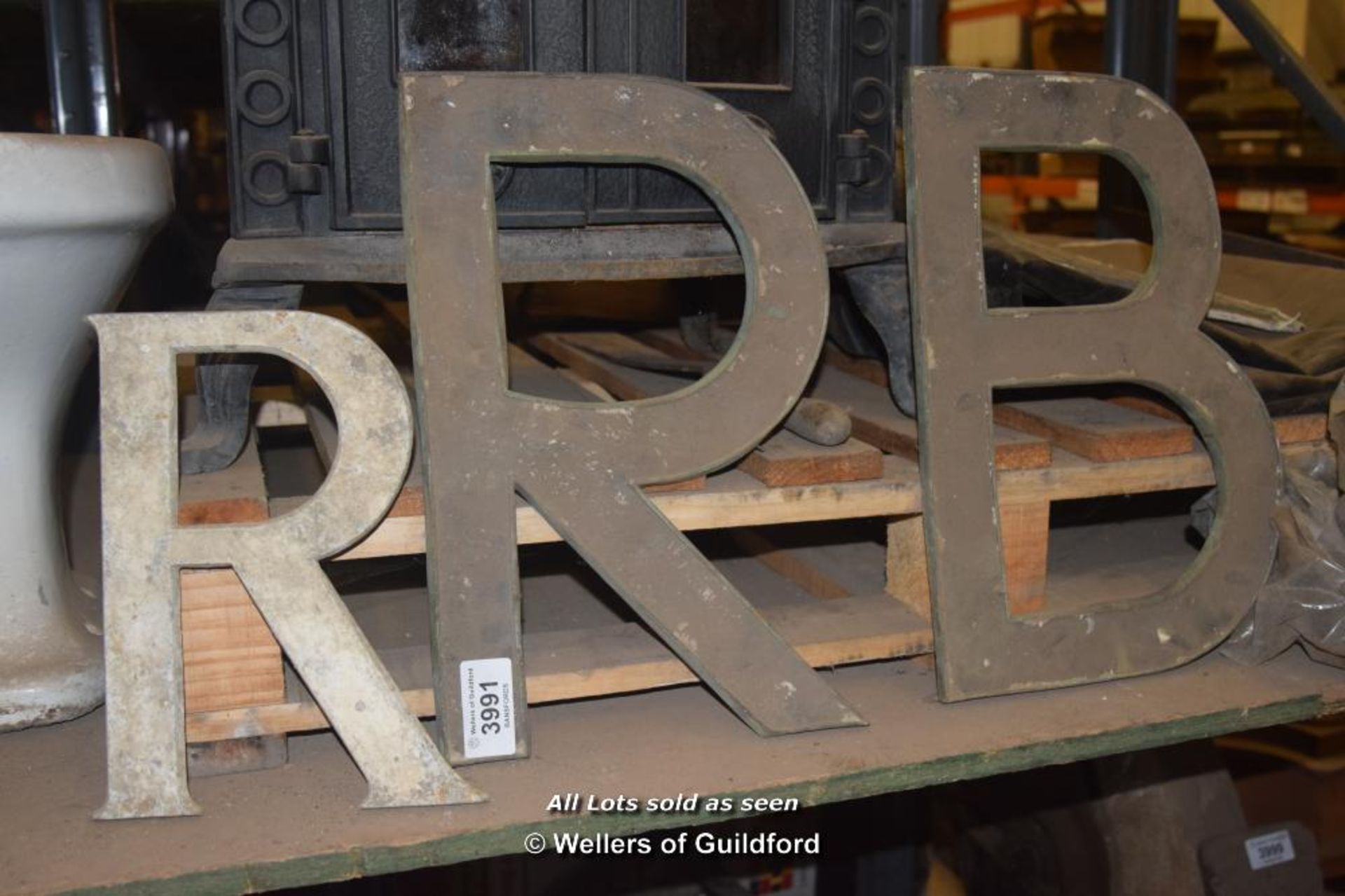 *THREE MIXED SIGNAGE LETTERS R, R AND B