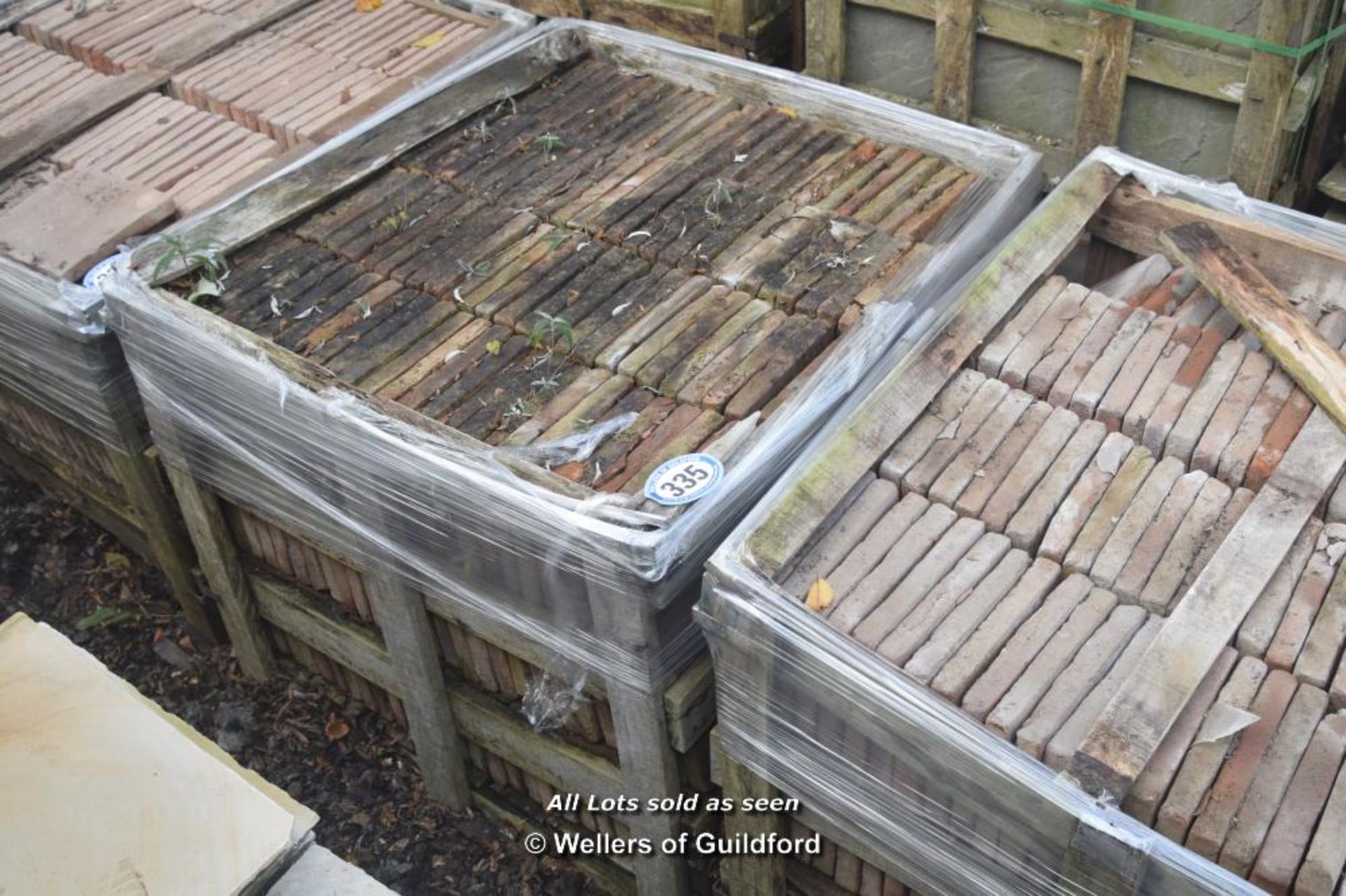 *CRATE CONTAINING APPROX THREE HUNDRED AND FIFTY ORANGE BUFF HAND MADE QUARRY TILES, EACH 250MM X