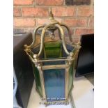 *BRASS LAMP STAND WITH MULTI COLOUR GLASS