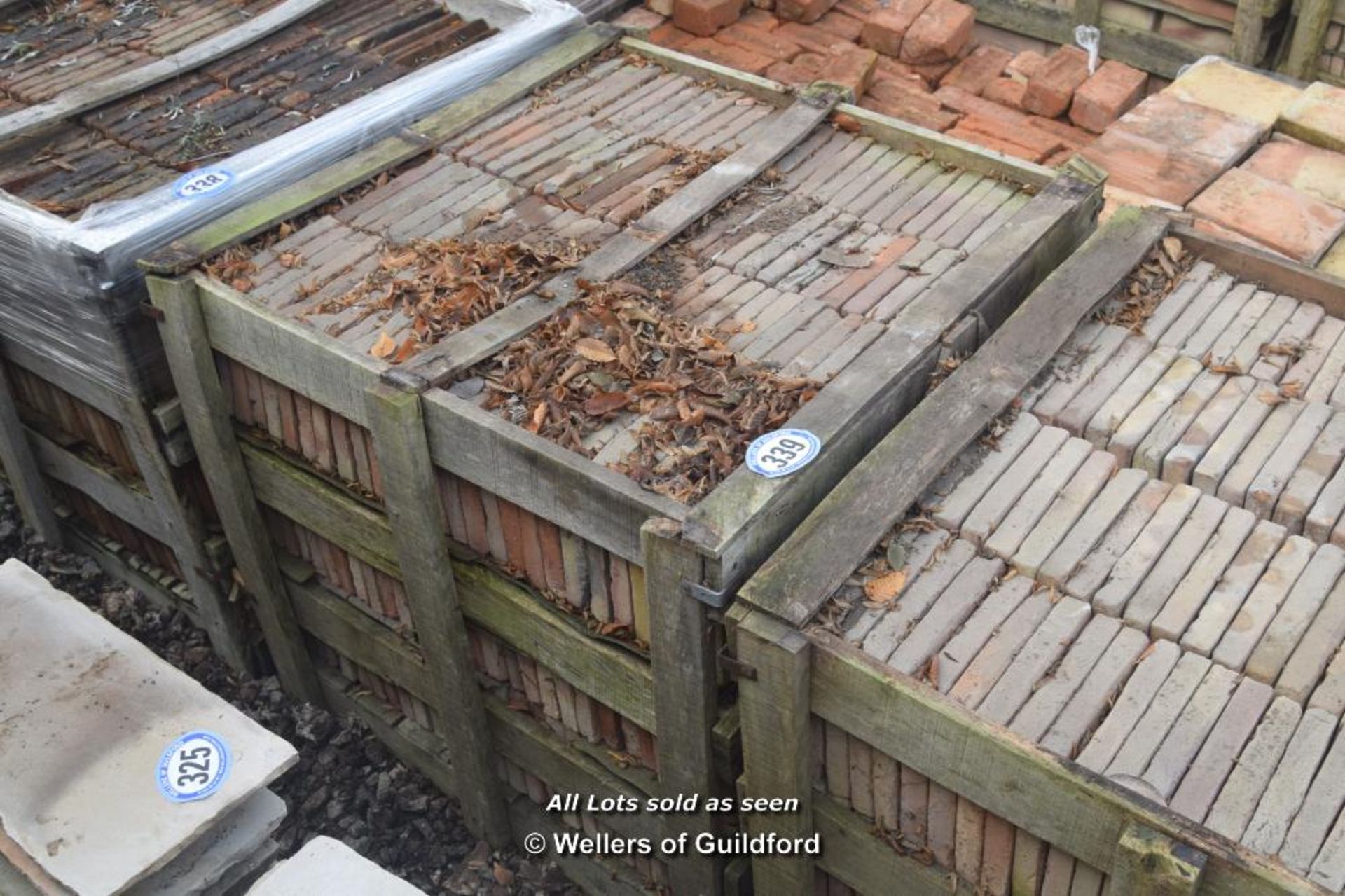 *CRATE CONTAINING APPROX THREE HUNDRED AND FIFTY ORANGE BUFF HAND MADE QUARRY TILES, EACH 250MM X