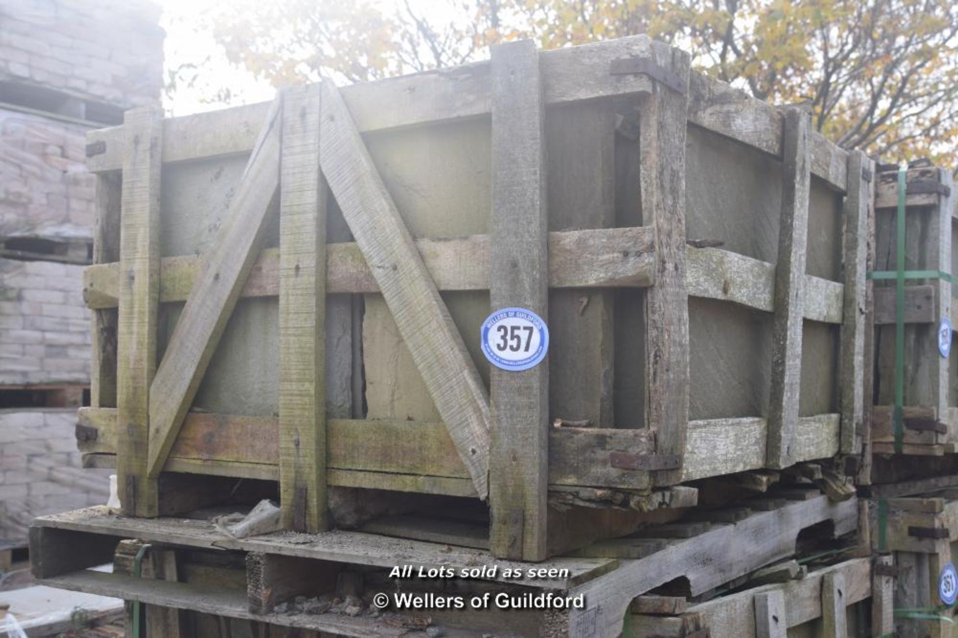 *CRATE CONTAINING APPROX TWELVE AND A HALF SQUARE METERS NATURAL SANDSTONE PAVING