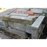 *PALLET OF APPROX FIFTEEN MODERN CURVED KERB SECTIONS AND ELEVEN CANT BRICKS