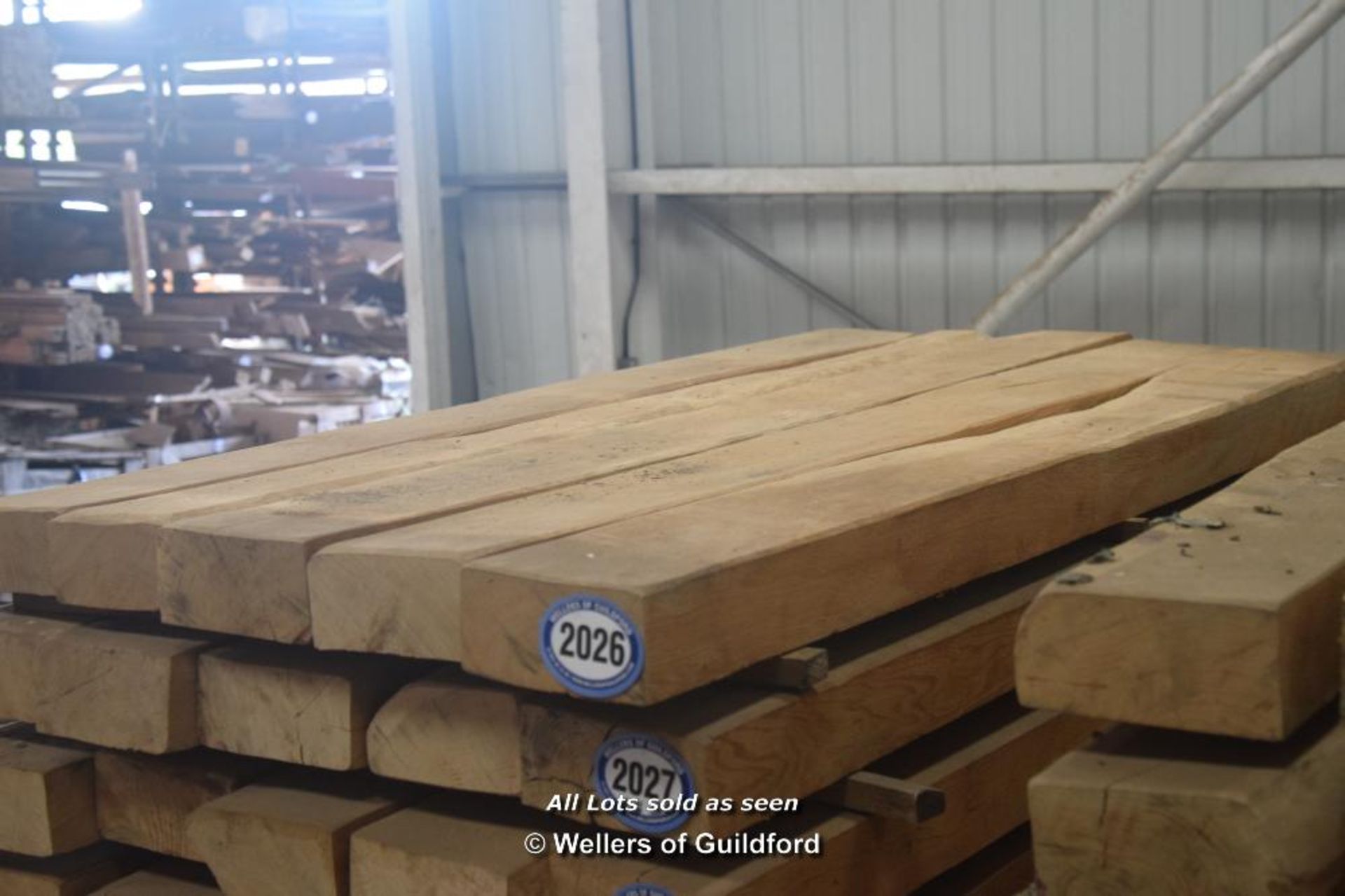 *FIVE SANDED OAK BEAMS, EACH APPROX SIZE 200MM X 100MM X 2000MM LONG