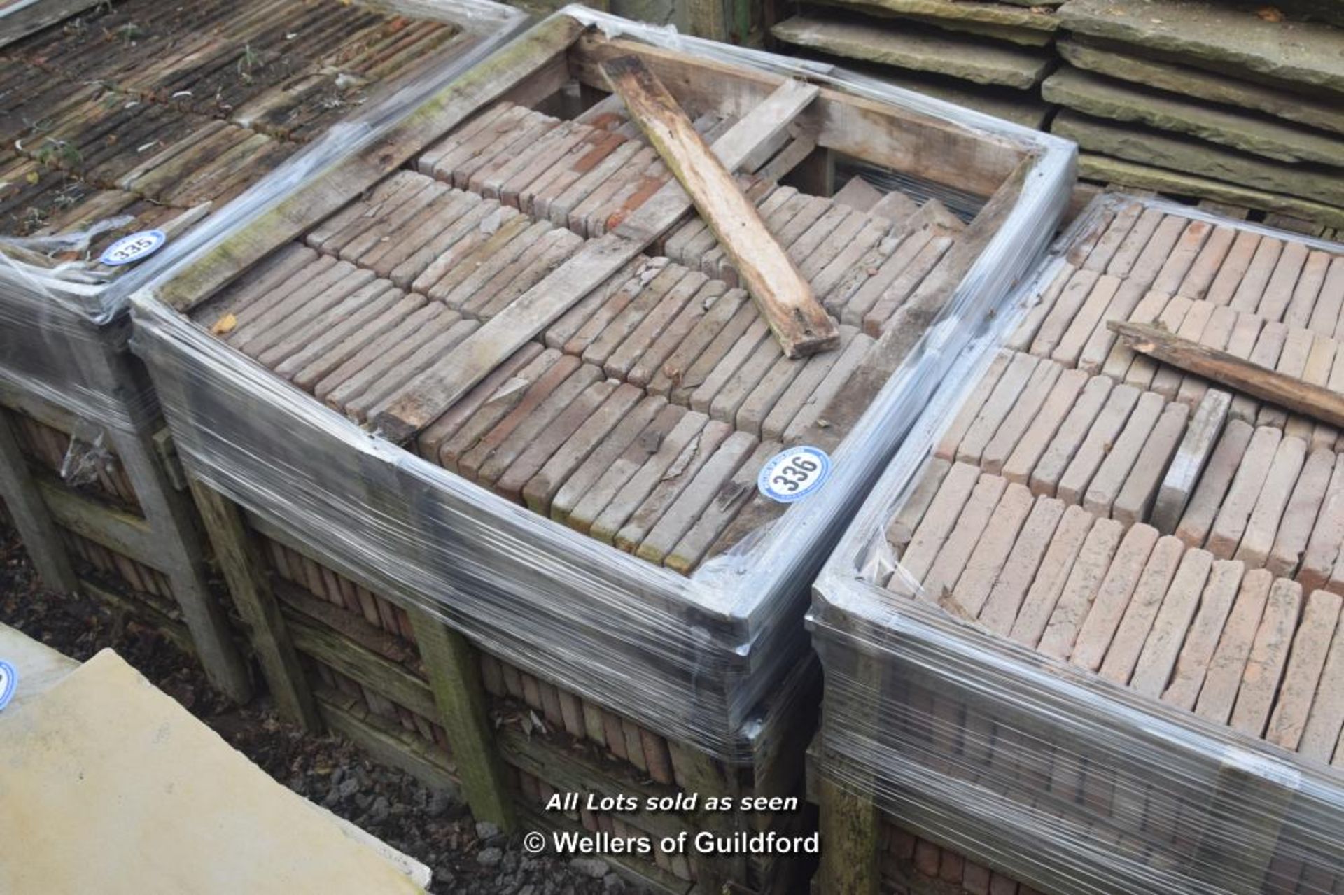 *CRATE CONTAINING APPROX THREE HUNDRED AND FIFTY ORANGE BUFF HAND MADE QUARRY TILES, EACH 250MM X