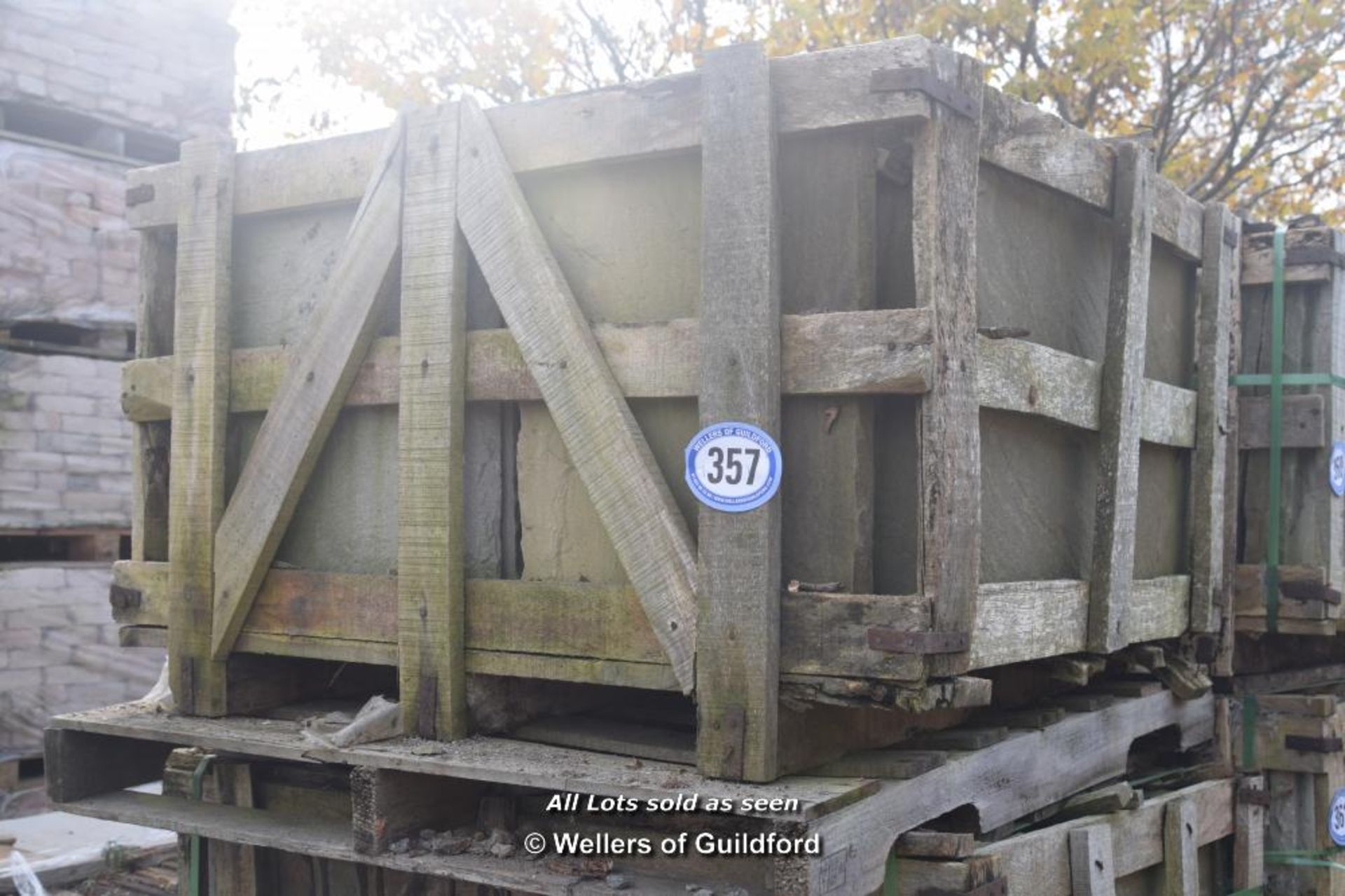 *CRATE CONTAINING APPROX TWELVE AND A HALF SQUARE METERS NATURAL SANDSTONE PAVING