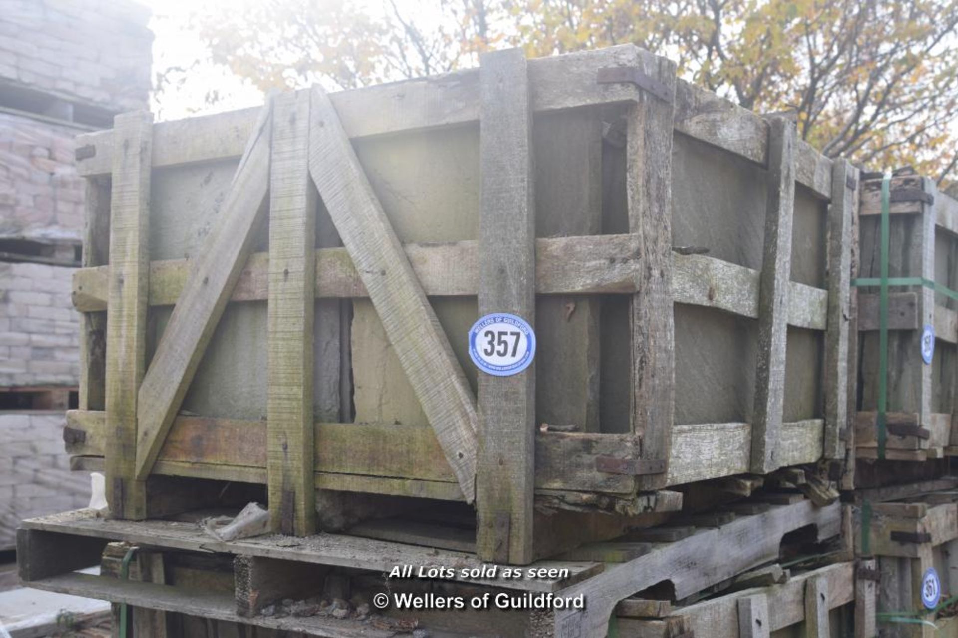 *CRATE CONTAINING APPROX TWELVE AND A HALF SQUARE METERS NATURAL SANDSTONE PAVING