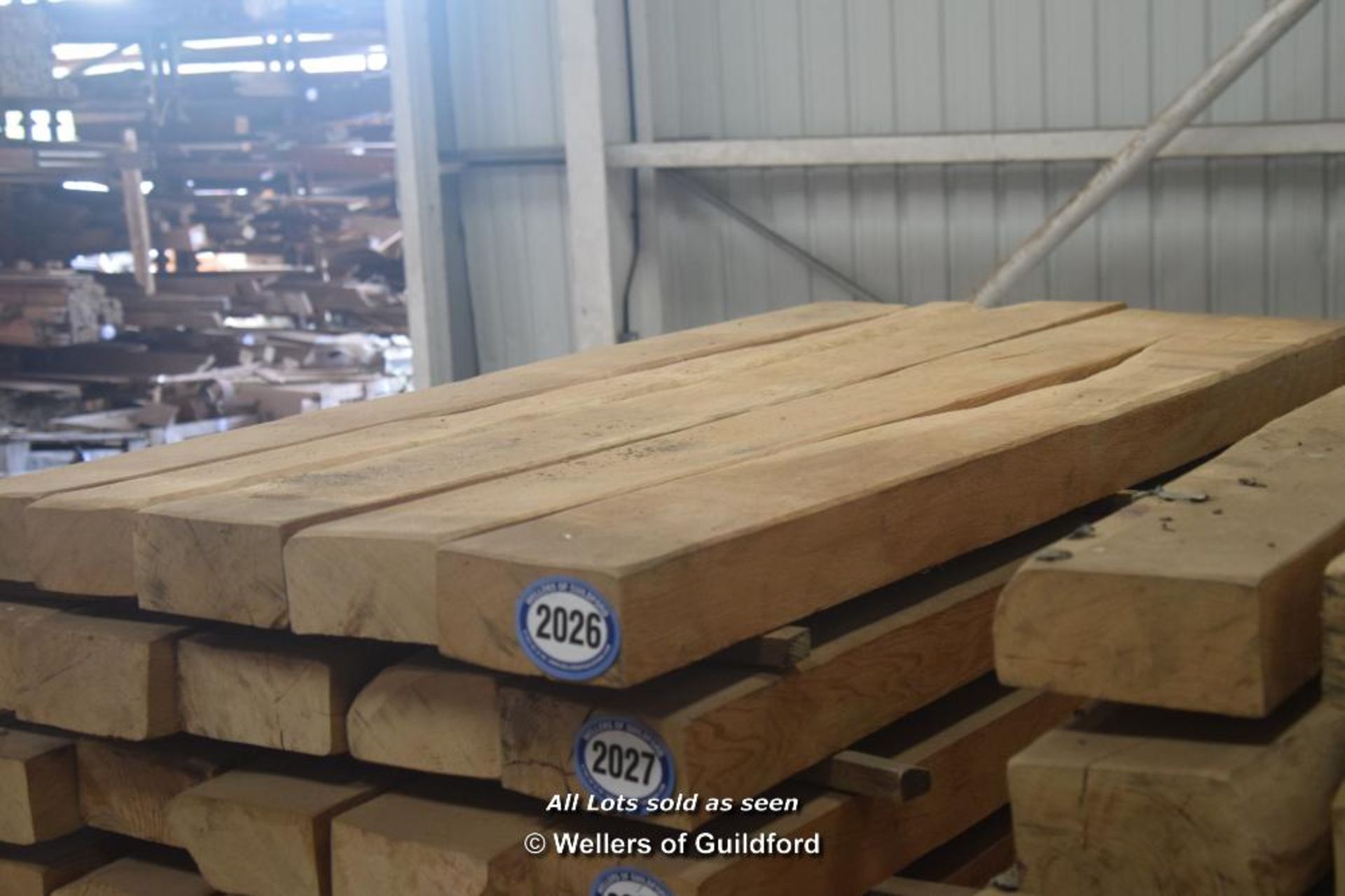 *FIVE SANDED OAK BEAMS, EACH APPROX SIZE 200MM X 100MM X 2000MM LONG