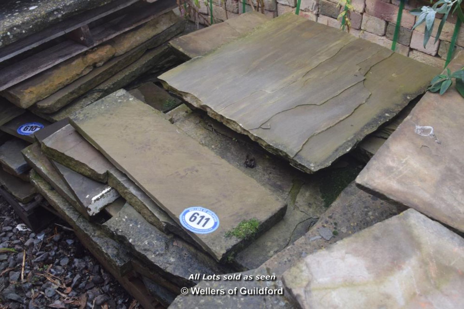 *PALLET OF APPROX SIX SQUARE METRES OF RECLAIMED YORK STONE PAVING