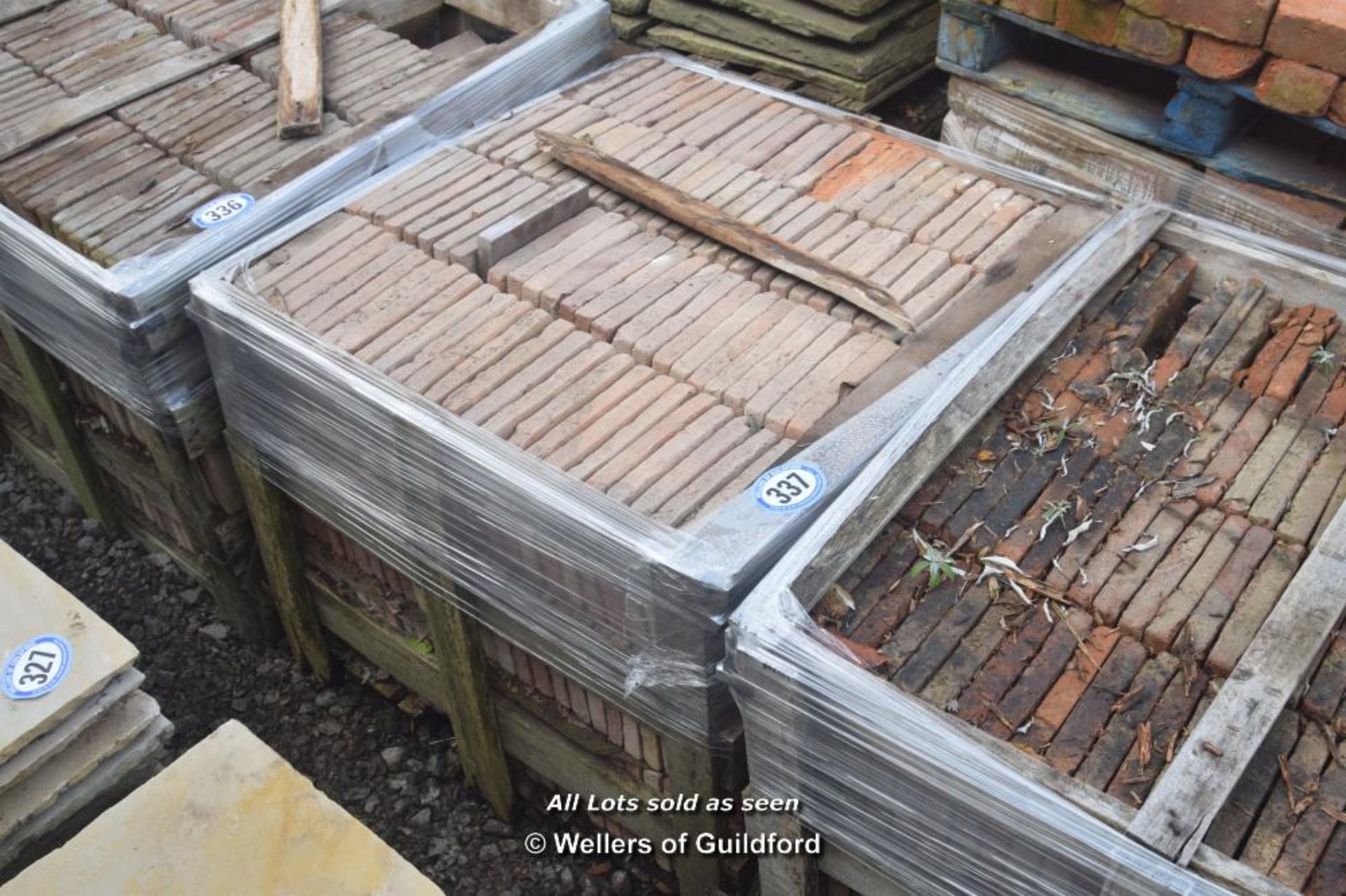 *CRATE CONTAINING APPROX THREE HUNDRED AND FIFTY ORANGE BUFF HAND MADE QUARRY TILES, EACH 250MM X