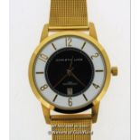 Gentlemen's Christin Lars gold coloured stainless steel wristwatch, circular black and white dial