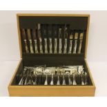 A light oak canteen of Eben-Parker silver plated cutlery, six place settings.