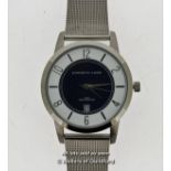 Gentlemen's Christin Lars stainless steel wristwatch, circular blue and white dial with Arabic