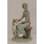 Lladro figure group Faithfull Companion, woman with dog, 6610, 38cm, boxed.