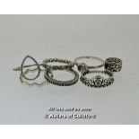 *Six Pandora rings and a Pandora charm (Lot subject to VAT)