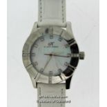 Ladies' Klaus-Kobec wristwatch, circular mother of pearl dial with white stone set hour markers