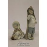 Lladro figures, Eskimo 1195; Boy with Snails 4896. (2)