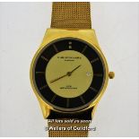 Gentlemen's Christin Lars gold coloured stainless steel wristwatch, circular gold coloured and black