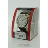 Gentlemen's Smith & Jones wristwatch, circular cream textured dial with Roman numerals, on black