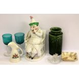 Decorative ceramics including a Punch & Judy porcelain biscuit barrel, Arcadian crested china jug