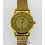Gentlemen's Christin Lars gold coloured stainless steel wristwatch, circular dial with baton hour