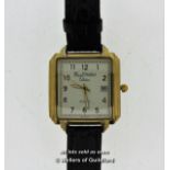 Gentlemen's Marcel Drucker wristwatch, square cream dial with Arabic numerals and date aperture,