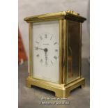 *A French brass lantern clock, brass dial with Roman numerals and two train movement, the back plate